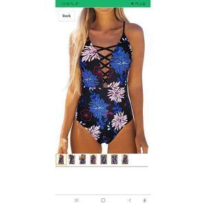 New Small Binlowis Sexy Plunging Criss Cross One-Piece Swimsuit Bathing Suit NWT